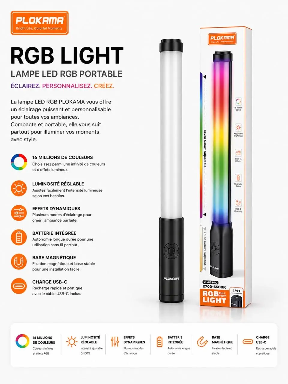 RGB LIGHT LAMPE LED RGB PORTABLE
