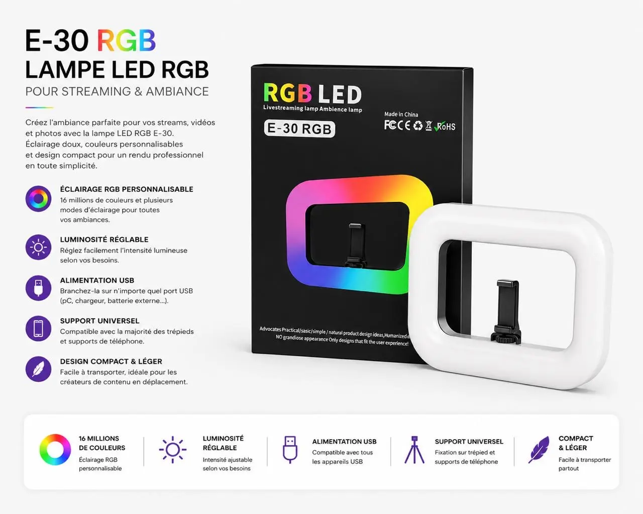 E-30 RGB LAMPE LED RGB